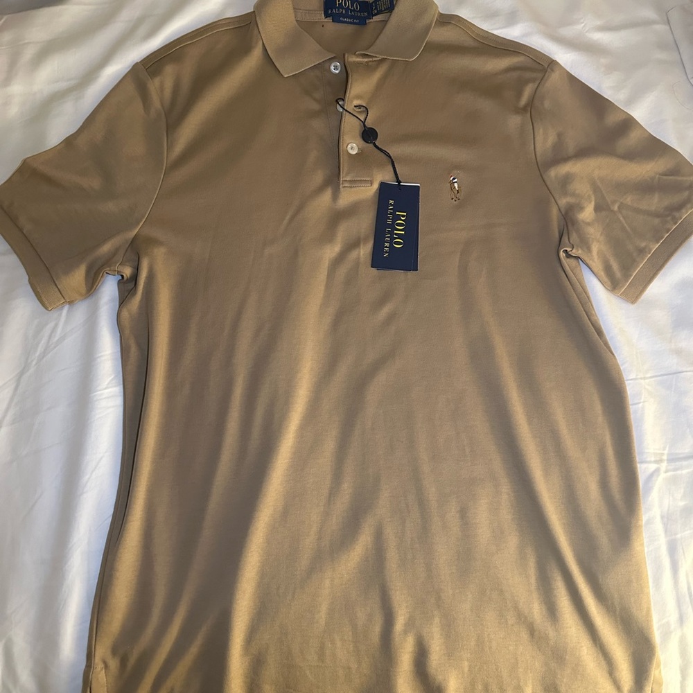 Polo by Ralph Lauren Tan Performance Polo Shirt New